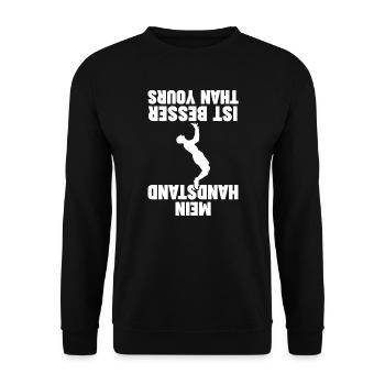Handstand Turnerin Handstände Geschenk - Unisex Pullover - Schwarz - Vorne - Alina (178cm) & Michal (187cm)
