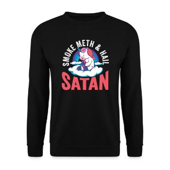 Smoke Meth Hail Satan Heavy Metal Geschenk - Unisex Pullover - Schwarz - Vorne - Alina (178cm) & Michal (187cm)