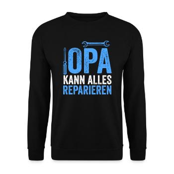 Opa Großvater Großeltern Geschenk - Unisex Pullover - Schwarz - Vorne - Alina (178cm) & Michal (187cm)