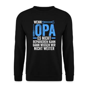Opa Großvater Großvater Geschenk - Unisex Pullover - Schwarz - Vorne - Alina (178cm) & Michal (187cm)