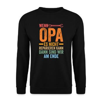 Opa Großvater Großväter Geschenk - Unisex Pullover - Schwarz - Vorne - Alina (178cm) & Michal (187cm)