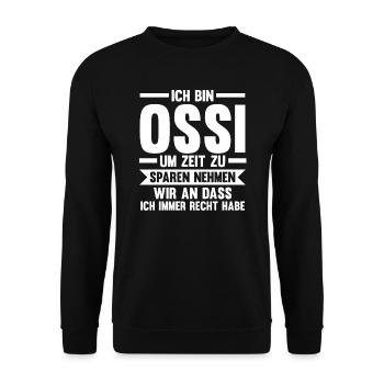 Ossi DDR Osten Geschenk - Unisex Pullover - Schwarz - Vorne - Alina (178cm) & Michal (187cm)