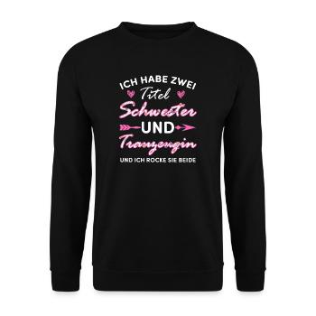 Trauzeugin Hochzeit Braut Geschenk - Unisex Pullover - Schwarz - Vorne - Alina (178cm) & Michal (187cm)