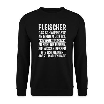 Fleischer Beruf Fleischerei Geschenk - Unisex Pullover - Schwarz - Vorne - Alina (178cm) & Michal (187cm)