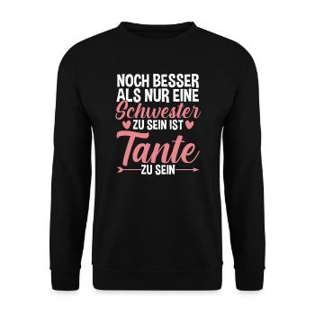Tante & Schwester Familie Tanten Geschenk - Unisex Pullover - Schwarz - Vorne - Alina (178cm) & Michal (187cm)