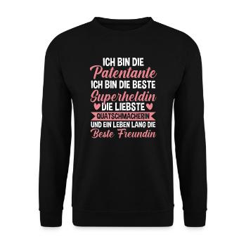 Patentante Familie Taufpatin Geschenk - Unisex Pullover - Schwarz - Vorne - Alina (178cm) & Michal (187cm)
