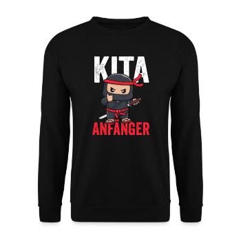Kindergarten Ninja Kita Anfänger Geschenk - Unisex Pullover - Schwarz - Vorne - Alina (178cm) & Michal (187cm)