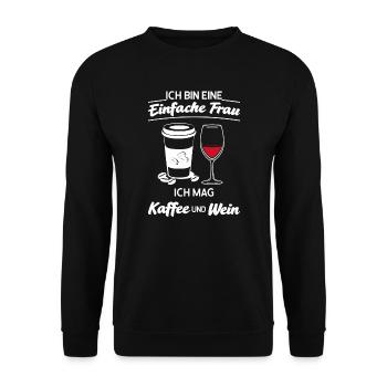 Wein Kaffee Weinliebhaber Geschenk - Unisex Pullover - Schwarz - Vorne - Alina (178cm) & Michal (187cm)