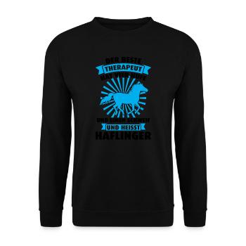 Haflinger Pferd Pferde Geschenk - Unisex Pullover - Schwarz - Vorne - Alina (178cm) & Michal (187cm)