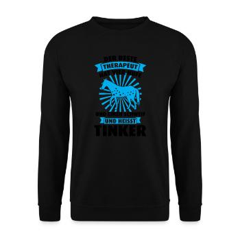 Tinker Pferd Pferde Geschenk - Unisex Pullover - Schwarz - Vorne - Alina (178cm) & Michal (187cm)