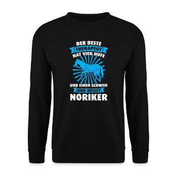 Noriker Pferd Reiter Geschenk - Unisex Pullover - Schwarz - Vorne - Alina (178cm) & Michal (187cm)