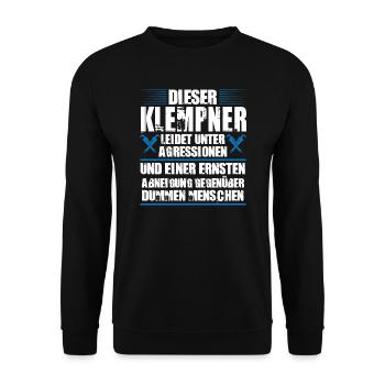 Klempner Beruf Sanitär Geschenk - Unisex Pullover - Schwarz - Vorne - Alina (178cm) & Michal (187cm)