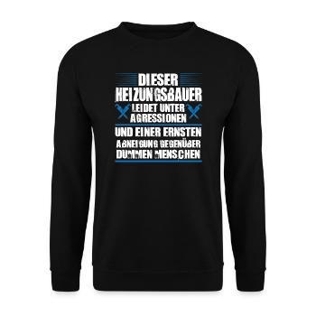 Heizungsbauer Beruf Heizungsinstallateur Geschenk - Unisex Pullover - Schwarz - Vorne - Alina (178cm) & Michal (187cm)