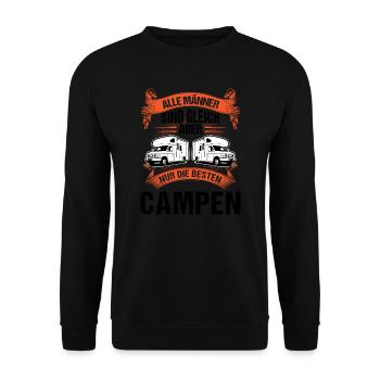 Camper Campen Camping Geschenk - Unisex Pullover - Schwarz - Vorne - Alina (178cm) & Michal (187cm)