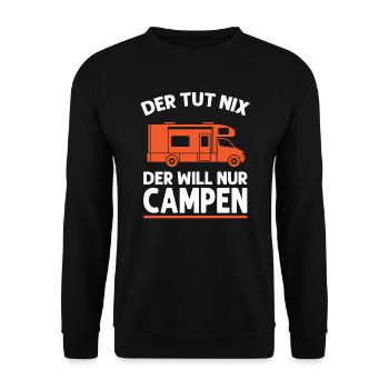 Camper Campen Camping Geschenk - Unisex Pullover - Schwarz - Vorne - Alina (178cm) & Michal (187cm)