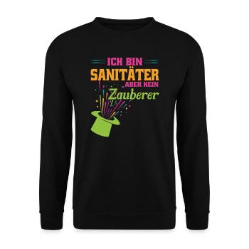 Sanitäter Beruf Rettungssanitäter Geschenk - Unisex Pullover - Schwarz - Vorne - Alina (178cm) & Michal (187cm)