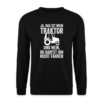 Landwirt Traktor Trecker Geschenk - Unisex Pullover - Schwarz - Vorne - Alina (178cm) & Michal (187cm)