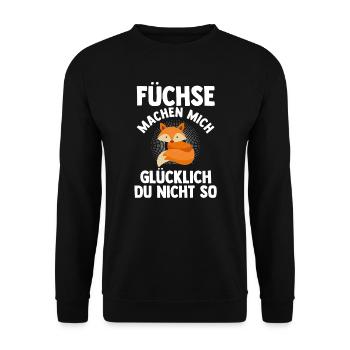 Fuchs Tier Fuchs Geschenk - Unisex Pullover - Schwarz - Vorne - Alina (178cm) & Michal (187cm)
