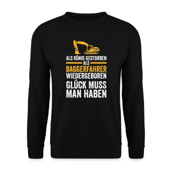 Bagger Fahrer Baggerführer Geschenk - Unisex Pullover - Schwarz - Vorne - Alina (178cm) & Michal (187cm)