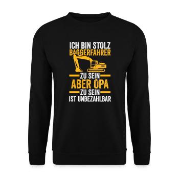 Bagger Opa Baggerführer Geschenk - Unisex Pullover - Schwarz - Vorne - Alina (178cm) & Michal (187cm)