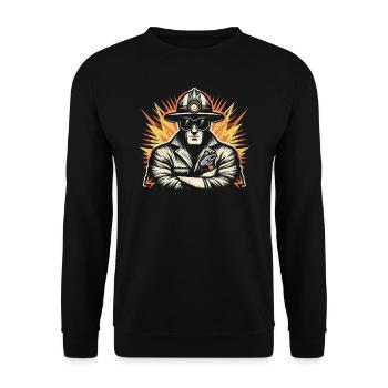 Elektriker am Mast - Starkstrom-Profi - Unisex Pullover - Schwarz - Vorne - Alina (178cm) & Michal (187cm)