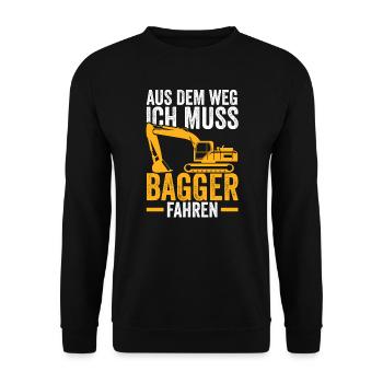 Bagger Fahrer Baggerfahrer Geschenk - Unisex Pullover - Schwarz - Vorne - Alina (178cm) & Michal (187cm)