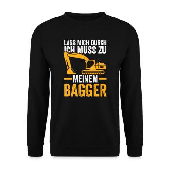 Bagger Fahrer Baustelle Geschenk - Unisex Pullover - Schwarz - Vorne - Alina (178cm) & Michal (187cm)