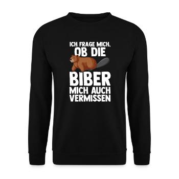 Biber Tier Nagetier Geschenk - Unisex Pullover - Schwarz - Vorne - Alina (178cm) & Michal (187cm)