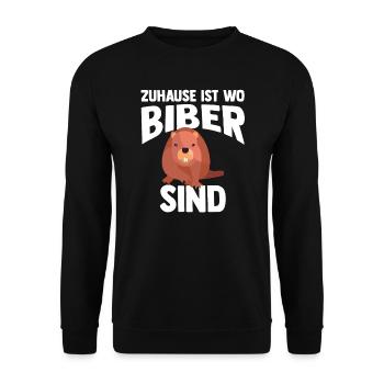 Biber Tier Biber Liebhaber Geschenk - Unisex Pullover - Schwarz - Vorne - Alina (178cm) & Michal (187cm)