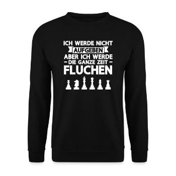 Schach Spieler Schachbrett Geschenk - Unisex Pullover - Schwarz - Vorne - Alina (178cm) & Michal (187cm)