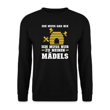 Imker Bienen Imkern Geschenk - Unisex Pullover - Schwarz - Vorne - Alina (178cm) & Michal (187cm)