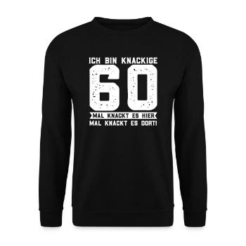 60. Geburtstag Feier 60 Jahre alt Geschenk - Unisex Pullover - Schwarz - Vorne - Alina (178cm) & Michal (187cm)