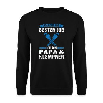 Papa Klempner Sanitär Geschenk - Unisex Pullover - Schwarz - Vorne - Alina (178cm) & Michal (187cm)