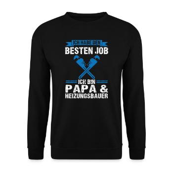 Papa Heizungsbauer Heizungsinstallateur Geschenk - Unisex Pullover - Schwarz - Vorne - Alina (178cm) & Michal (187cm)