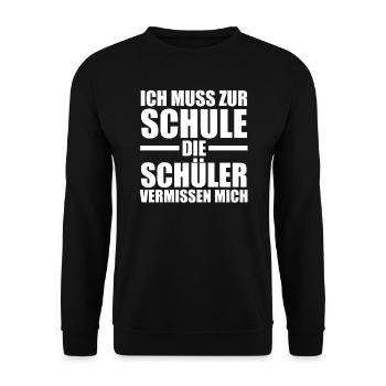 Lehrer Beruf Lehrkraft Geschenk - Unisex Pullover - Schwarz - Vorne - Alina (178cm) & Michal (187cm)