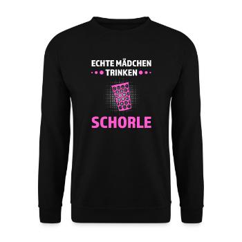 Schorle Pfälzer Dubbeglas Geschenk - Unisex Pullover - Schwarz - Vorne - Alina (178cm) & Michal (187cm)