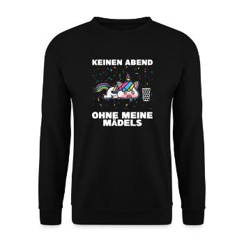 Schorle Einhorn Dubbeglas Geschenk - Unisex Pullover - Schwarz - Vorne - Alina (178cm) & Michal (187cm)