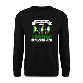 Garten Zwerge Gärtnerei Geschenk - Unisex Pullover - Schwarz - Vorne - Alina (178cm) & Michal (187cm)