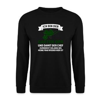 Garten Opa Pflanzen Gärtner Geschenk - Unisex Pullover - Schwarz - Vorne - Alina (178cm) & Michal (187cm)
