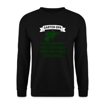 Garten Opa Pflanzen Gartenarbeit Geschenk - Unisex Pullover - Schwarz - Vorne - Alina (178cm) & Michal (187cm)