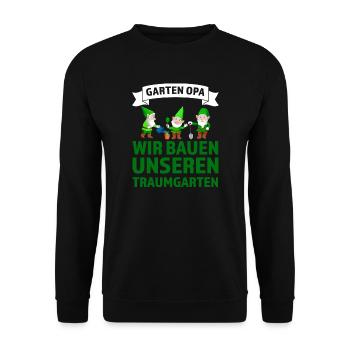 Garten Opa Zwerge Großvater Geschenk - Unisex Pullover - Schwarz - Vorne - Alina (178cm) & Michal (187cm)