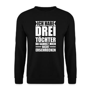3 Töchter Familie Papa von 3 Töchter Geschenk - Unisex Pullover - Schwarz - Vorne - Alina (178cm) & Michal (187cm)