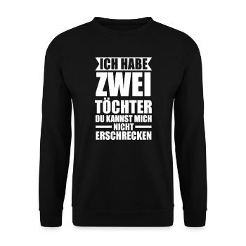 2 Töchter Familie Papa von 2 Töchter Geschenk - Unisex Pullover - Schwarz - Vorne - Alina (178cm) & Michal (187cm)