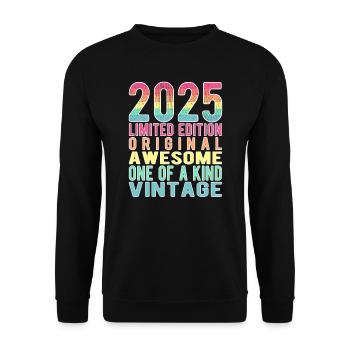 Edition limitée depuis 2025 Anniversaire Millésime 2025 - Sweat-shirt Unisexe - noir - Devant - Alina (178cm) & Michal (187cm)