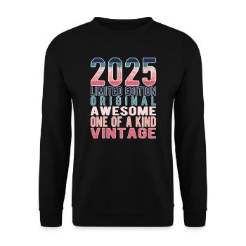 Edition limitée depuis 2025 Anniversaire Millésime 2025 - Sweat-shirt Unisexe - noir - Devant - Alina (178cm) & Michal (187cm)