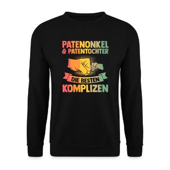 Papa & Onkel Familie Papa Geschenk - Unisex Pullover - Schwarz - Vorne - Alina (178cm) & Michal (187cm)