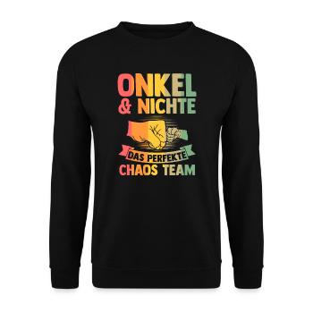 Patenonkel Patentochter Pate Geschenk - Unisex Pullover - Schwarz - Vorne - Alina (178cm) & Michal (187cm)
