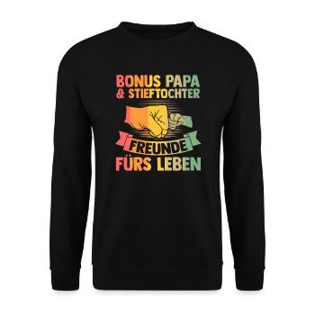 Patenonkel Patensohn Taufpate Geschenk - Unisex Pullover - Schwarz - Vorne - Alina (178cm) & Michal (187cm)