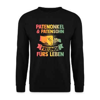 Patenonkel Patentochter Pate Geschenk - Unisex Pullover - Schwarz - Vorne - Alina (178cm) & Michal (187cm)