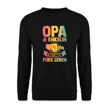 Stiefvater Stiefsohn Bonus Papa Geschenk - Unisex Pullover - Schwarz - Vorne - Alina (178cm) & Michal (187cm)